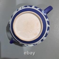 Vintage Wedgwood Jasper Ware Tea Pot Portland Blue