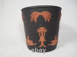 Vintage Wedgwood Jasperware Black & Terracotta Crocodile Plant Pot / Vase