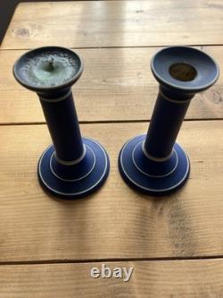 Vintage Wedgwood Jasperware Cobalt Blue Antique Bowl, Servers & Candlesticks