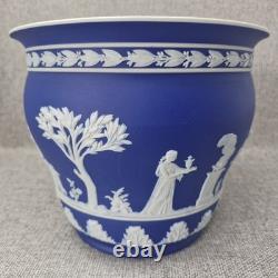 Vintage Wedgwood Jasperware Dark Blue Jardiniere 7 Tall/8 ¼ Diameter