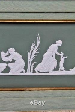 Vintage Wedgwood Jasperware Framed Plaque Entitled Birth & Dipping of Achilles