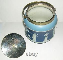 Vintage Wedgwood Jasperware Metal & Pottery Unusual Two Colour Biscuit Barrel