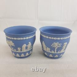 Vintage Wedgwood Jasperware Porcelain Neo-Classical Planters x2 4.5 x 5 Inch