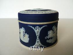 Vintage Wedgwood Jasperware Round Miniature Trinket / Dresser Box