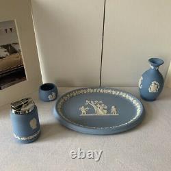 Vintage Wedgwood Jasperware Set Of 4 Items Rare Tray Plate Lighter Vase Tray Box