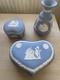 Vintage Wedgwood Jasperware Pale Blue Trinket Set Of 3