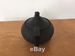 Vintage Wedgwood Matte Black Basalt Jasperware Asian Modern Teapot
