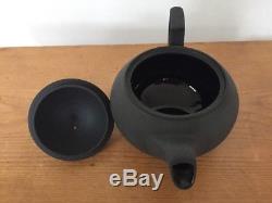 Vintage Wedgwood Matte Black Basalt Jasperware Asian Modern Teapot