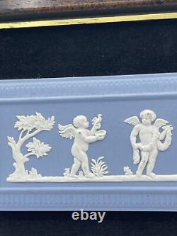 Vintage Wedgwood Pale Blue Jasperware Four Seasons Cupids Art Plaque Antique