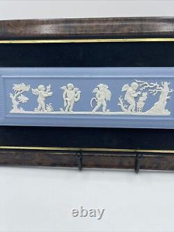 Vintage Wedgwood Pale Blue Jasperware Four Seasons Cupids Art Plaque Antique