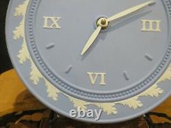Vintage Wedgwood Pale Blue Jasperware Hanging Wall Clock Roman Numerals