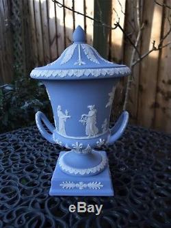 Vintage Wedgwood Pale Blue Jasperware Large Lidded Urn C1970