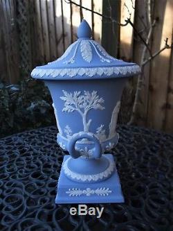 Vintage Wedgwood Pale Blue Jasperware Large Lidded Urn C1970