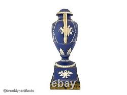 Vintage Wedgwood Porcelain Blue Jasperware Lamp Vase or Urn with base