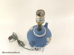 Vintage Wedgwood Porcelain Light Blue Jasperware Chariot Lamp Vase