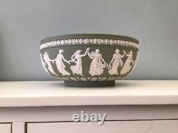 Vintage Wedgwood Pottery Dancing Hours Black & White Jasper Ware Large Bowl