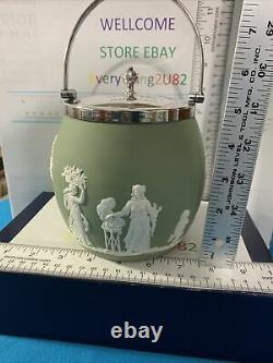 Vintage Wedgwood Sage Green Dip Jasperware Globe Biscuit Jar