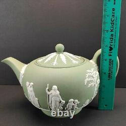 Vintage Wedgwood Sage Green Jasperware 5 High Teapot