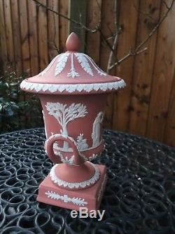 Vintage Wedgwood Terracotta / Pink Jasperware Large Lidded Urn C1958
