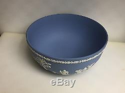 Vintage Wedgwood White on Blue Jasperware Serving Bowl. Made in England