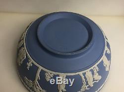 Vintage Wedgwood White on Blue Jasperware Serving Bowl. Made in England