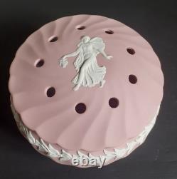 Vtg Dancing Hours Pink Wedgwood Jasperware Potpourri Bowl Vintage Spiral Fluted