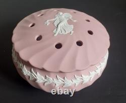 Vtg Dancing Hours Pink Wedgwood Jasperware Potpourri Bowl Vintage Spiral Fluted