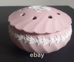 Vtg Dancing Hours Pink Wedgwood Jasperware Potpourri Bowl Vintage Spiral Fluted
