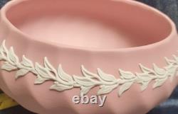 Vtg Dancing Hours Pink Wedgwood Jasperware Potpourri Bowl Vintage Spiral Fluted