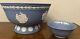Wedgwood Blue Jasperware American Bicentenary Footed Bowl & Swirl Trinket Bowl