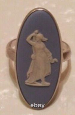 WEDGWOOD Blue Jasperware Sterling Silver'Gorgon Queen'Medusa' Cameo RING