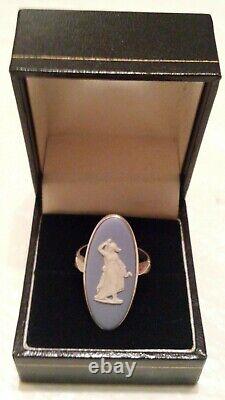 WEDGWOOD Blue Jasperware Sterling Silver'Gorgon Queen'Medusa' Cameo RING