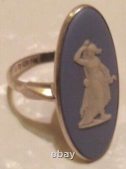 WEDGWOOD Blue Jasperware Sterling Silver'Gorgon Queen'Medusa' Cameo RING