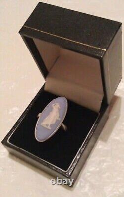 WEDGWOOD Blue Jasperware Sterling Silver'Gorgon Queen'Medusa' Cameo RING