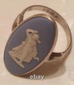 WEDGWOOD Blue Jasperware Sterling Silver'Gorgon Queen'Medusa' Cameo RING