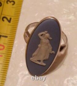 WEDGWOOD Blue Jasperware Sterling Silver'Gorgon Queen'Medusa' Cameo RING