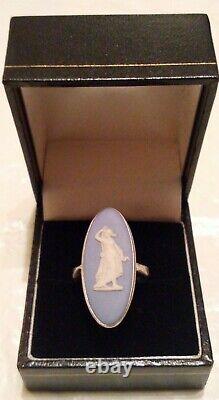 WEDGWOOD Blue Jasperware Sterling Silver'Gorgon Queen'Medusa' Cameo RING