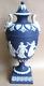 Wedgwood Dark Blue Jasperware Dancing Hours Lidded Urn (ref9441)