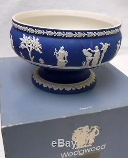 WEDGWOOD England Jasperware Portland Blue Footed Imperial Bowl 8 w x 5 tall