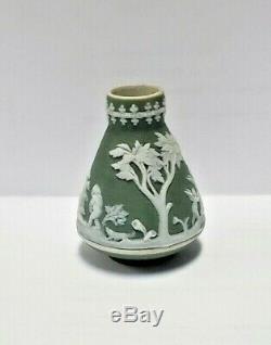 WEDGWOOD England RARE JASPERWARE celadon green dollhouse vase 1890's, 1-1/2