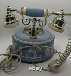 WEDGWOOD Jasper-Ware ASTRAL Telephone Vintage Blue White Gold Working Tested