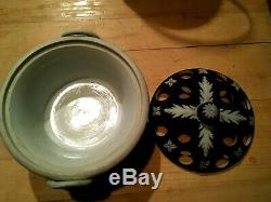 WEDGWOOD Jasperware Black Dip 6 Potpourri Dish Lid Handles Frog Pre 1890 NICE