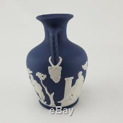 WEDGWOOD PORTLAND BLUE Twin Handled Vase Great Condition