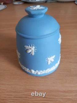 Wedgewood Blue Jasperware Bee Honeypot or Preserve Pot
