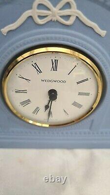 Wedgewood Blue Jasperware Dancing Hours Mantle Clock. Good working order