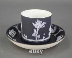 Wedgewood England Antique Black Jasperware Cup & Saucer Set