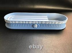 Wedgewood Jasperware Blue Large Pen Tray/Desk tidy with stand