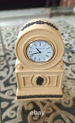 Wedgewood Jasperware Library Collection Troy Mantle Clock Cane Yellow & Black