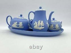 Wedgewood Jasperware Miniature Tea set pot cup vintage rare Milk jug tary saucer
