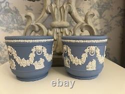 Wedgewood blue Jasperware Jardinière Pair